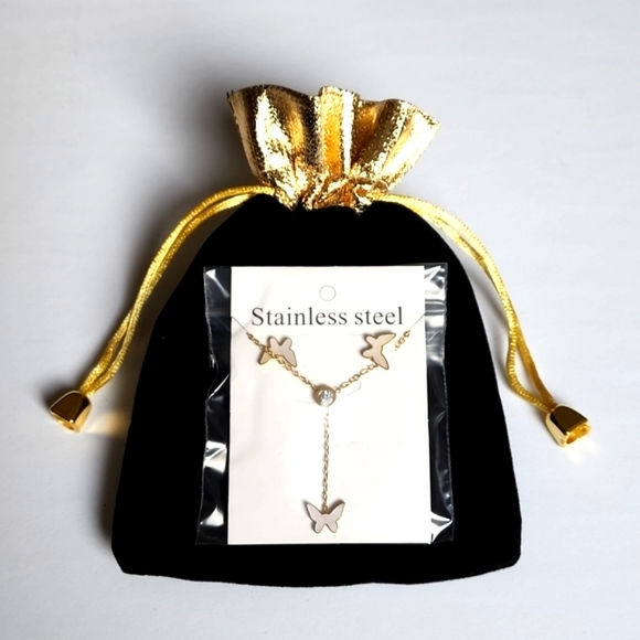 18K Gold Plated Necklace Earrings Set - Picture 9 of 13